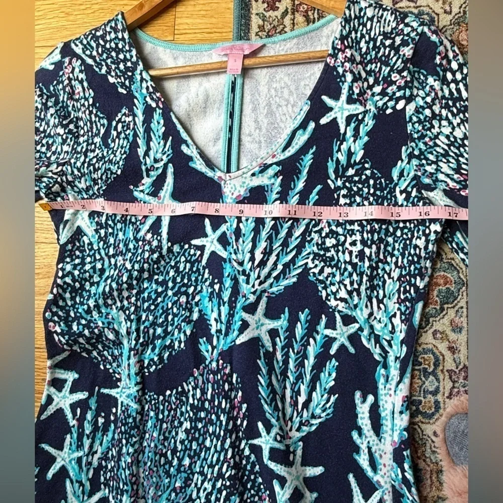 Lilly Pulitzer CLARKE  FRENCH TERRY DRESS Bright Navy Good Reef Size Small